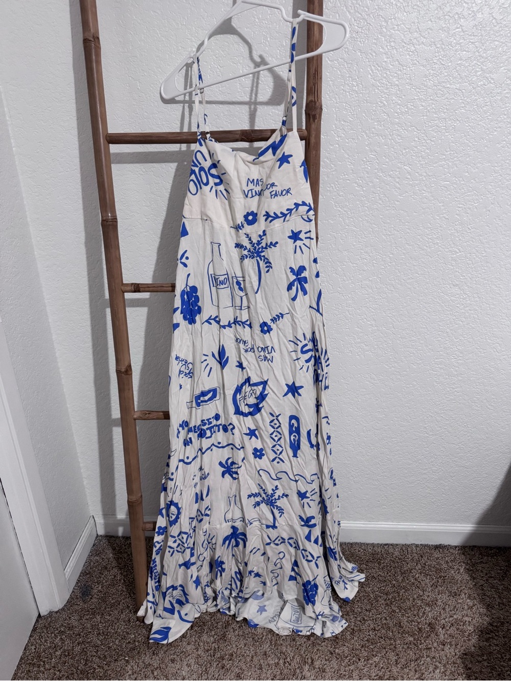 Blue & White Printed Maxi Skirt - Women's Summer dress